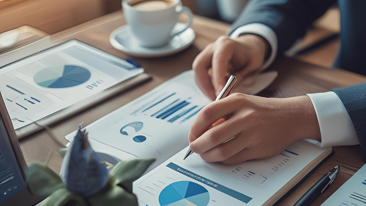 Close-up of a person reviewing graphs and charts, symbolizing AI data readiness in enterprise decision-making and performance tracking.