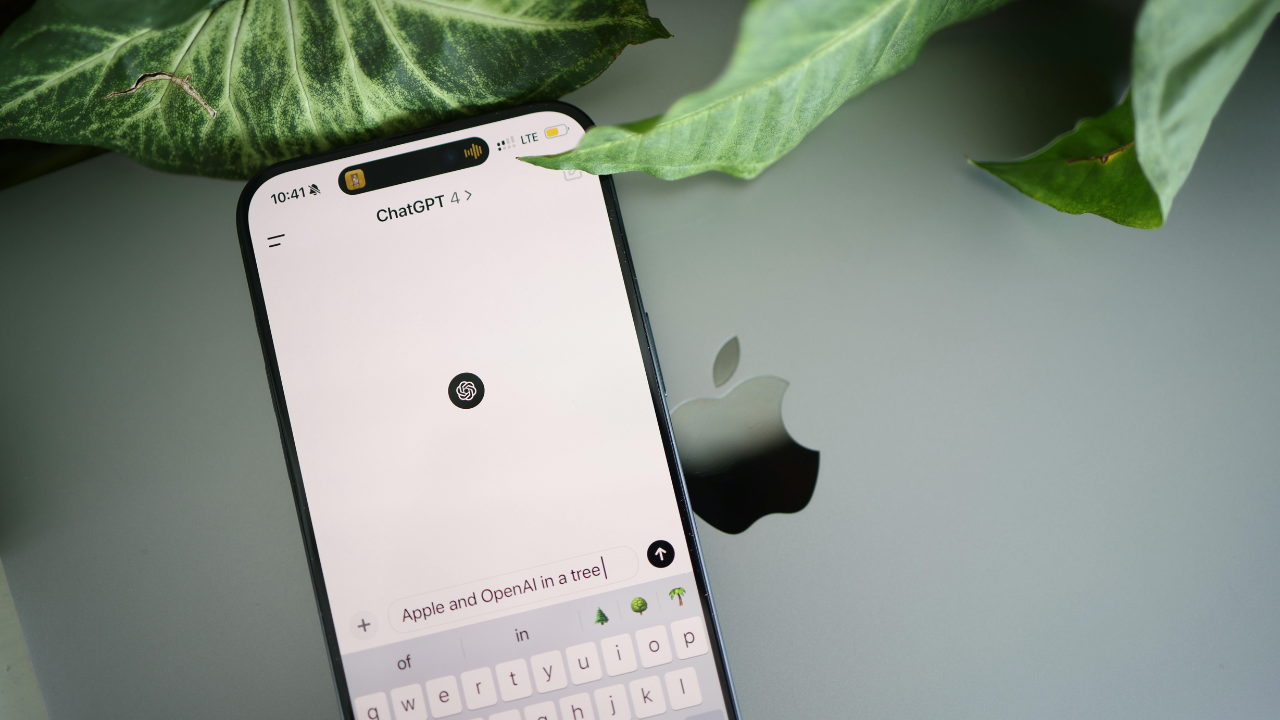 ChatGPT on phone, representing custom AI model training for natural language tasks.