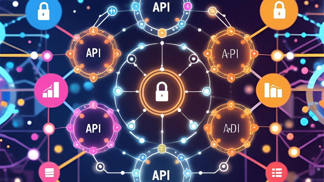 Illustration of interconnected APIs and secure data nodes, representing AI data readiness through secure, accessible data integration.