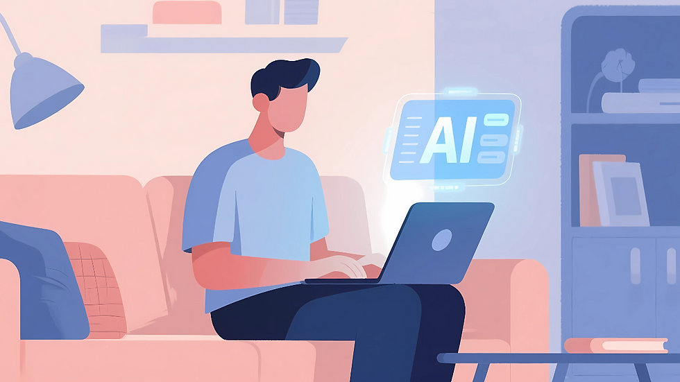 Person working on laptop with glowing AI interface, representing AI economic impact on everyday work.