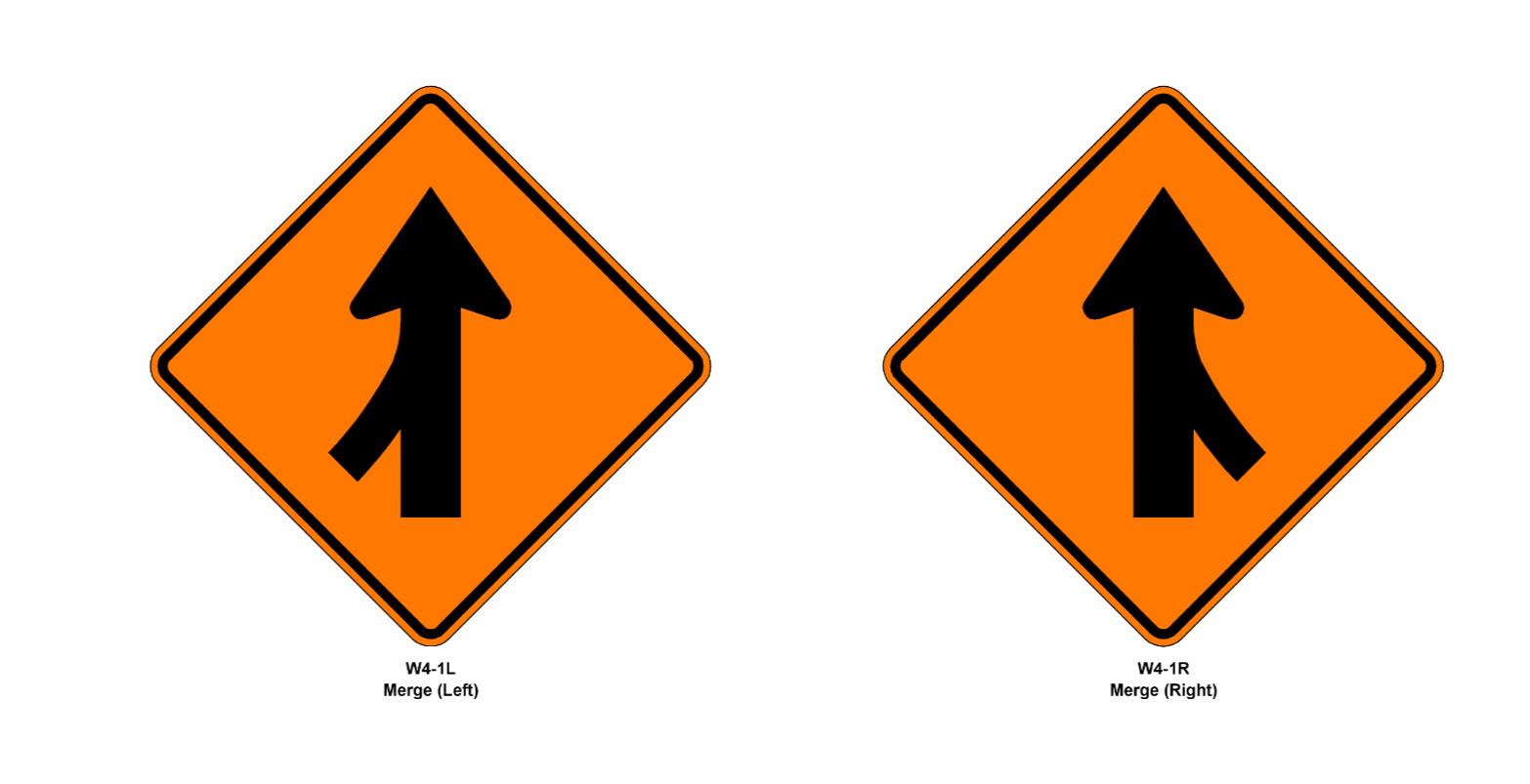 W4-1 (Merging Arrow Right/Left Symbol Reflective Roll-Up)