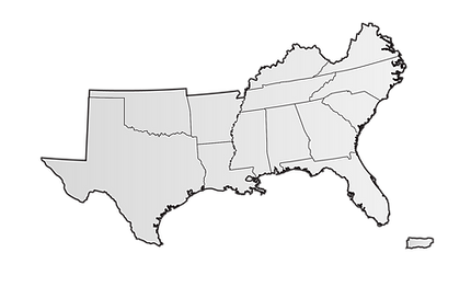 Map of Southeast US