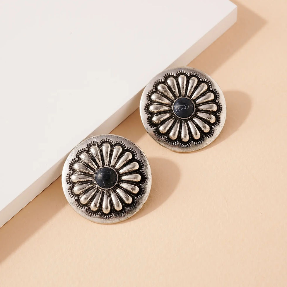 WESTERN ROUND STONE STUD EARRINGS