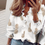 Thumbnail: Women Spring autumn New Shirt Solid blouse Fashion Ruffle V Neck Summer Long