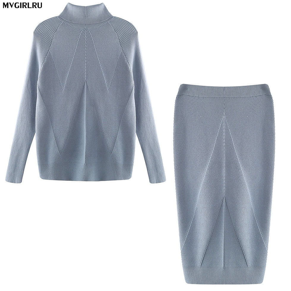 Miniaturbild: MVGIRLRU Women's Knitting skirt suit women's Costume Sweater suit + Slim Skirt