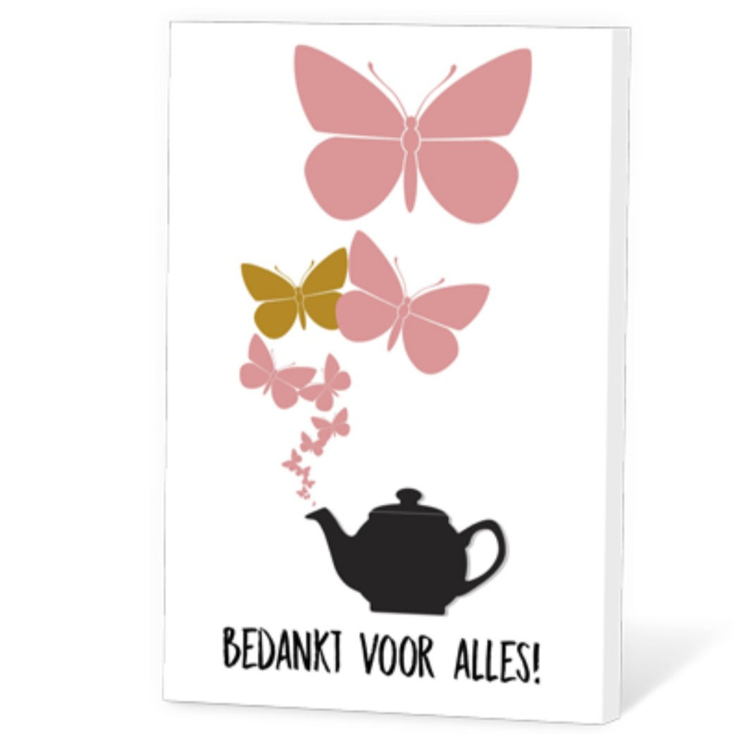 Thee in een kaartje bedankt voor alles