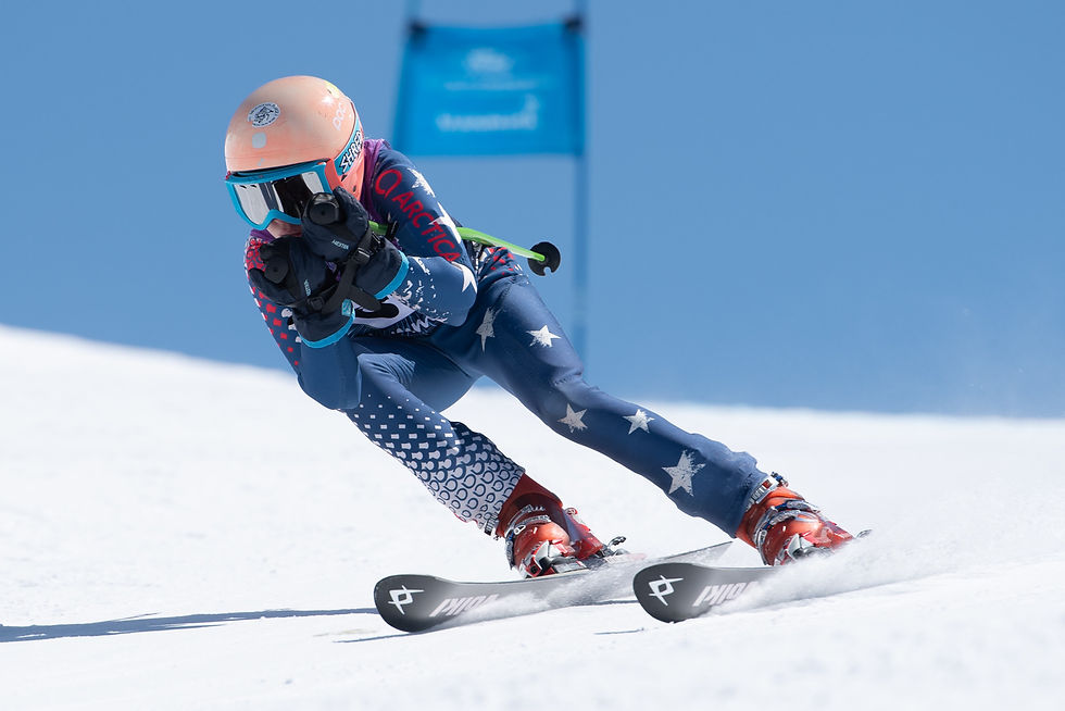 Julia racing as a U14 athlete at Mammoth. Photo courtesy of Julia Cunningham.