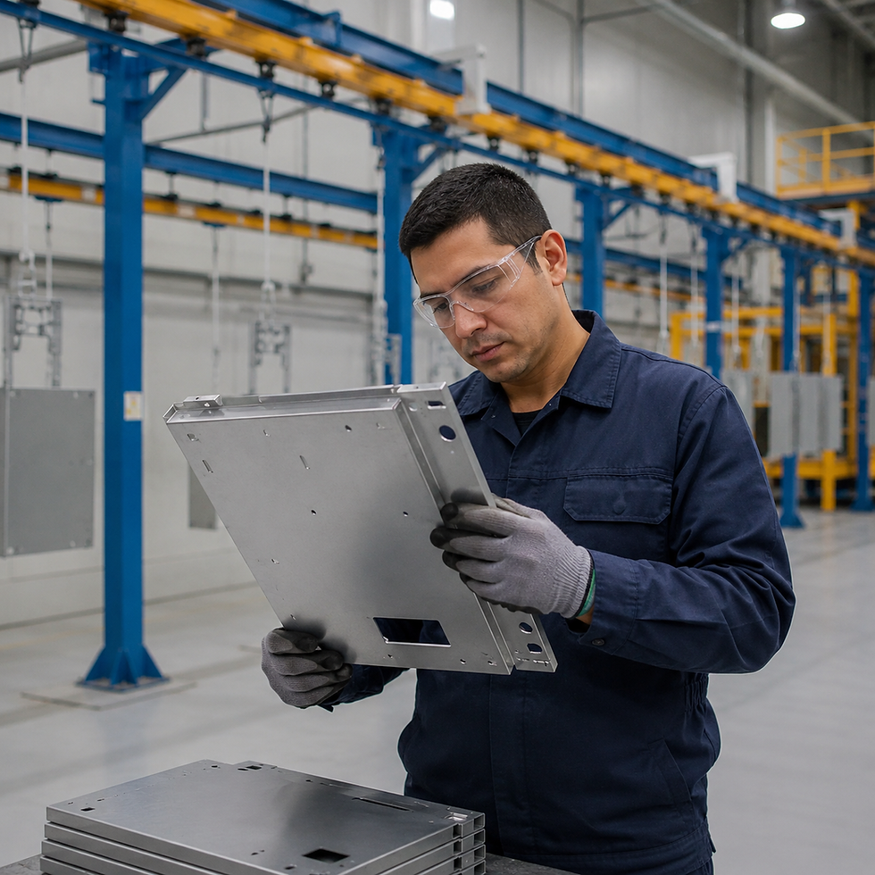 tecnico inspeccionando pieza