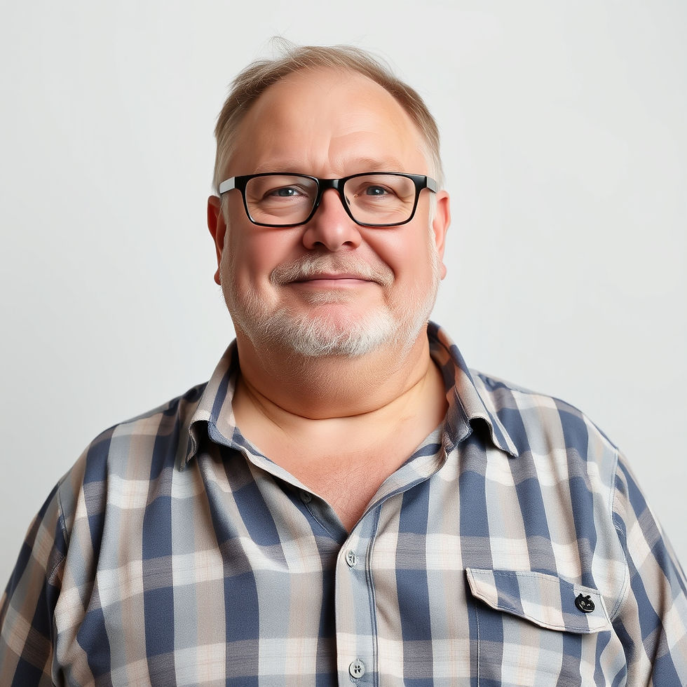 Overweight middle aged man
