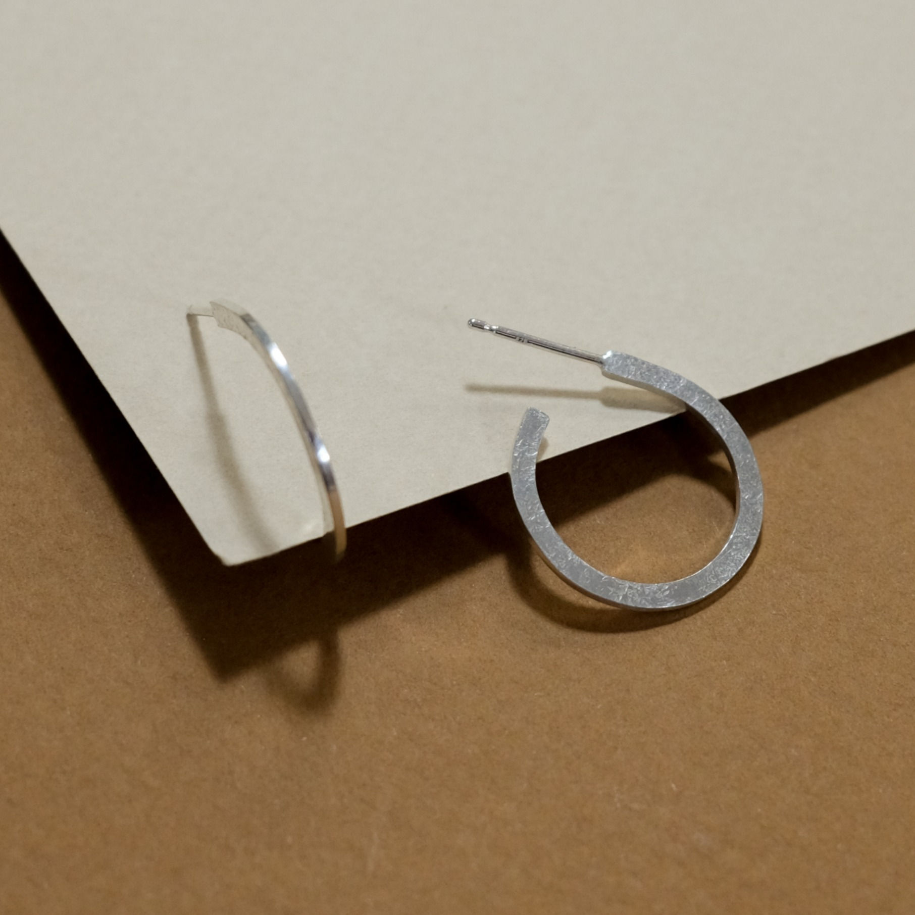 Oorbellen "Textured Hoops Silver"