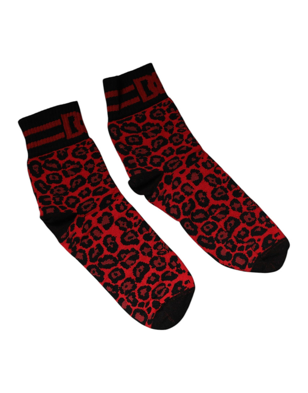 Dolce & Gabbana Red Leopard Nylon Mid Calf Men Socks