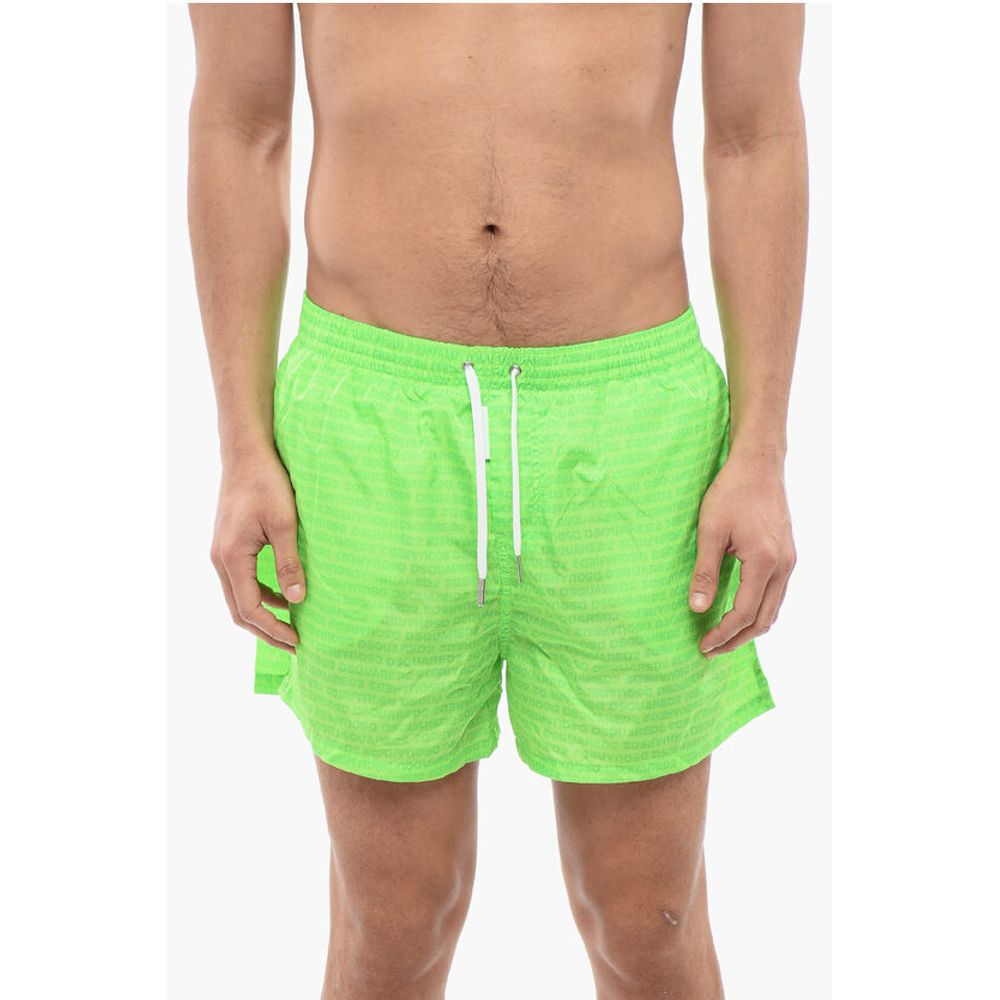 Dsquared² Solid Color Swim Shorts with All-Over Logo