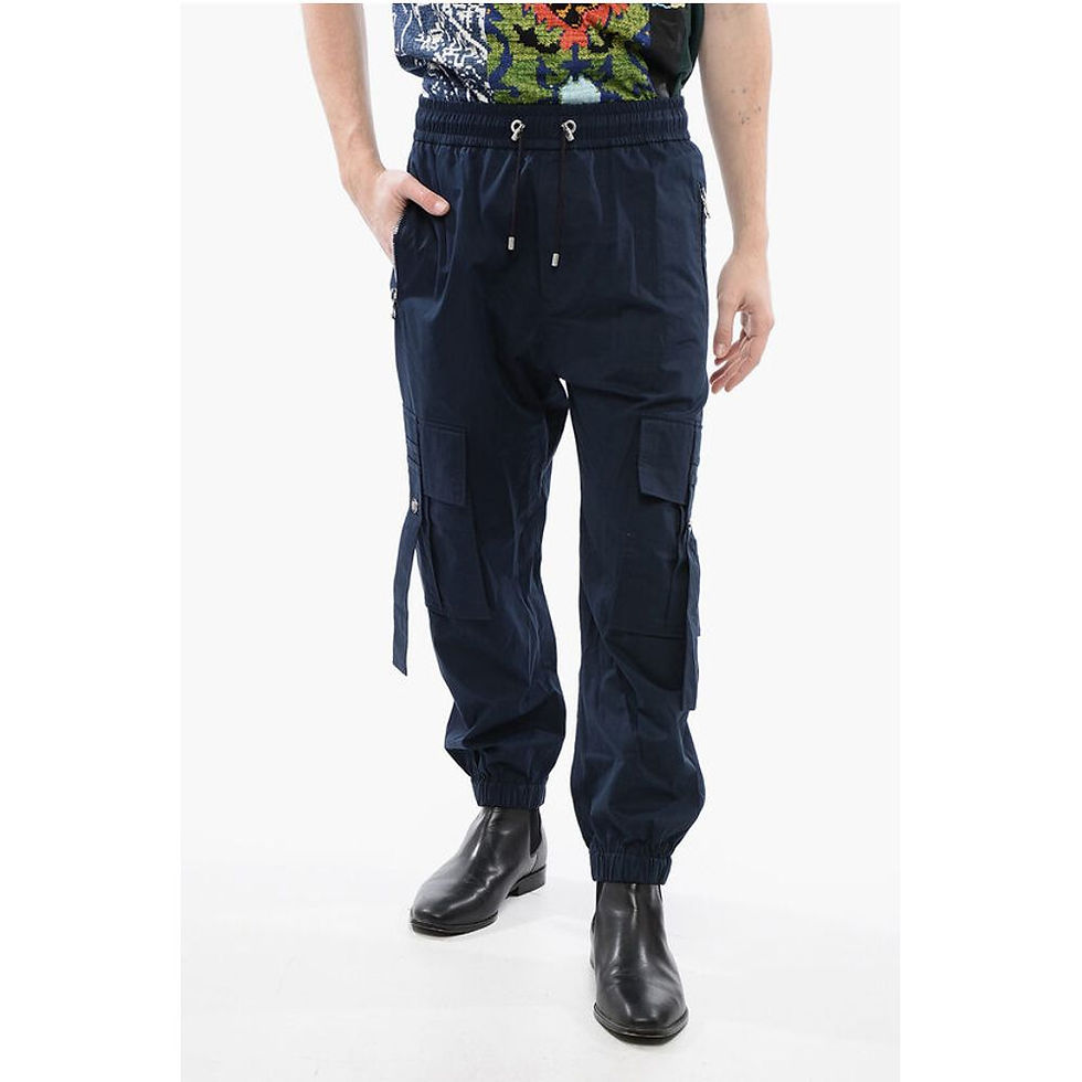 Balmain Cotton Cargo Pants with Drawstringed Waist