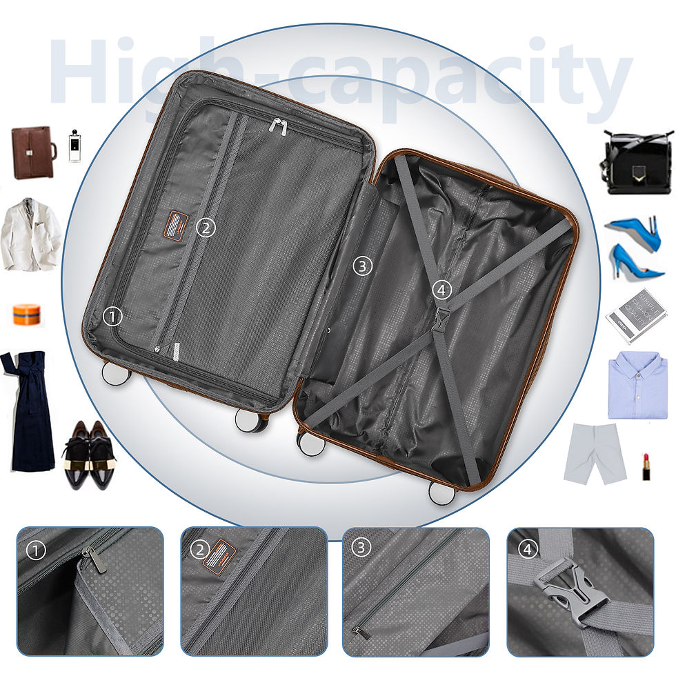 Thumbnail: Elegante zwarte design koffersset 6-delig ABS hardcase koffers met TSA-sloten, h