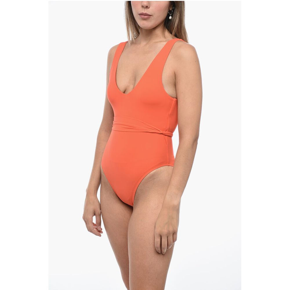 Tory Burch Pudded Cups Swimsuit with Logoed Belt