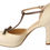 Thumbnail: SERGIO LEVANTESI Beige T-Strap Block Heels Pumps Leather Shoes