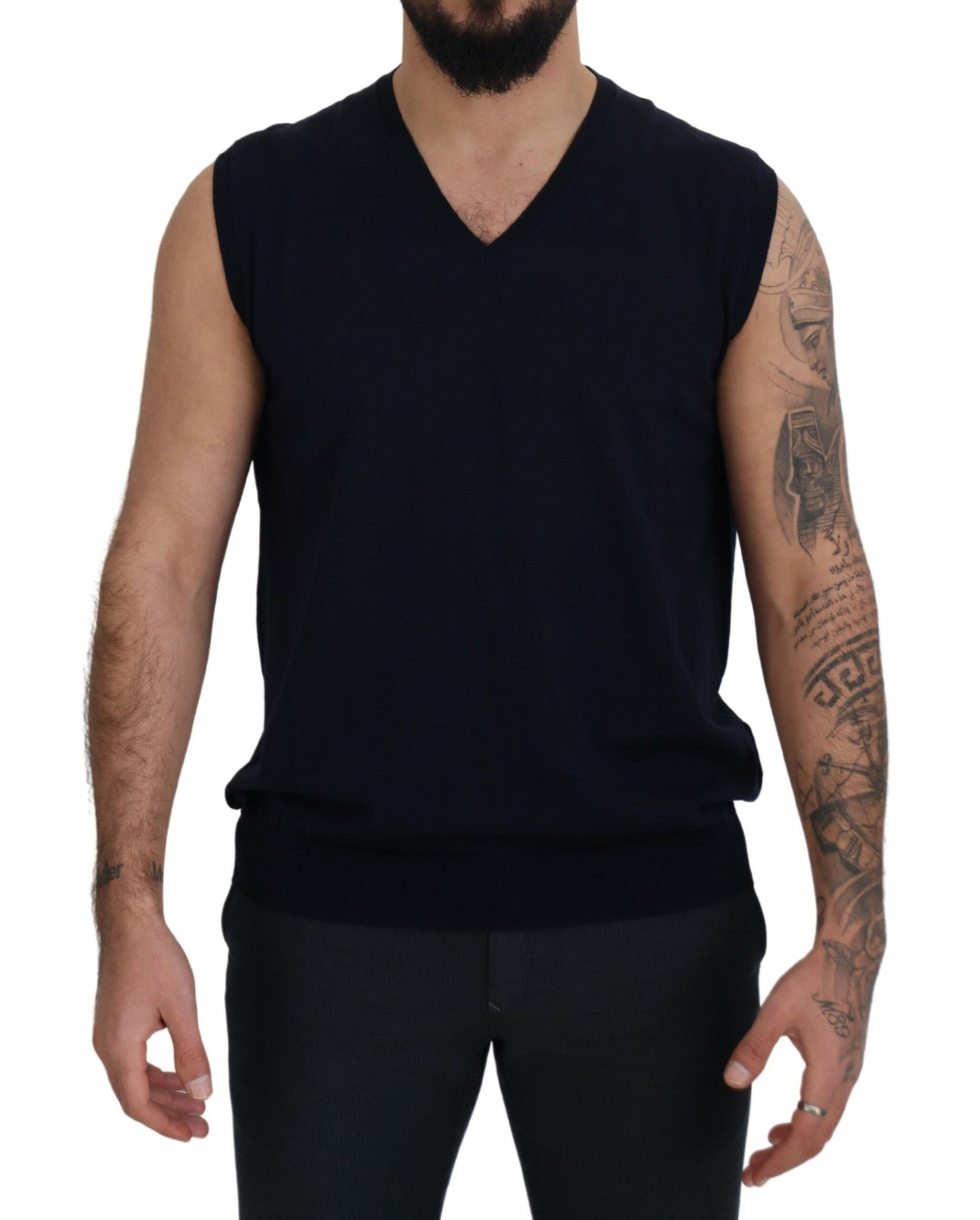 Paolo Pecora Milano Sleek Black V-Neck Sleeveless Tank