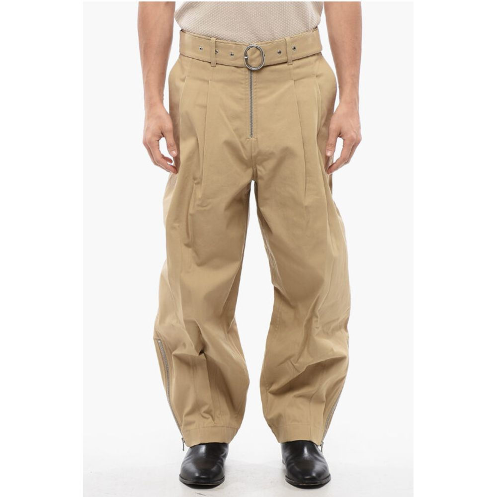 Jil Sander Double-pleated Baggy Fit Cotton Pants