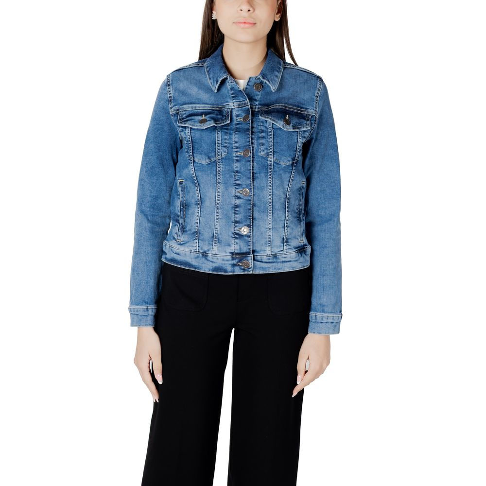 Street One Blue Cotton Jackets & Coat