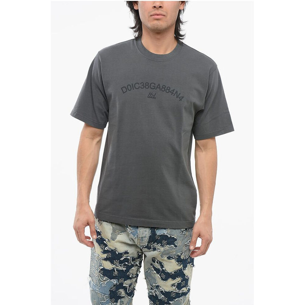 Dolce & Gabbana Crew Neck Cotton T-Shirt with Printed Logo