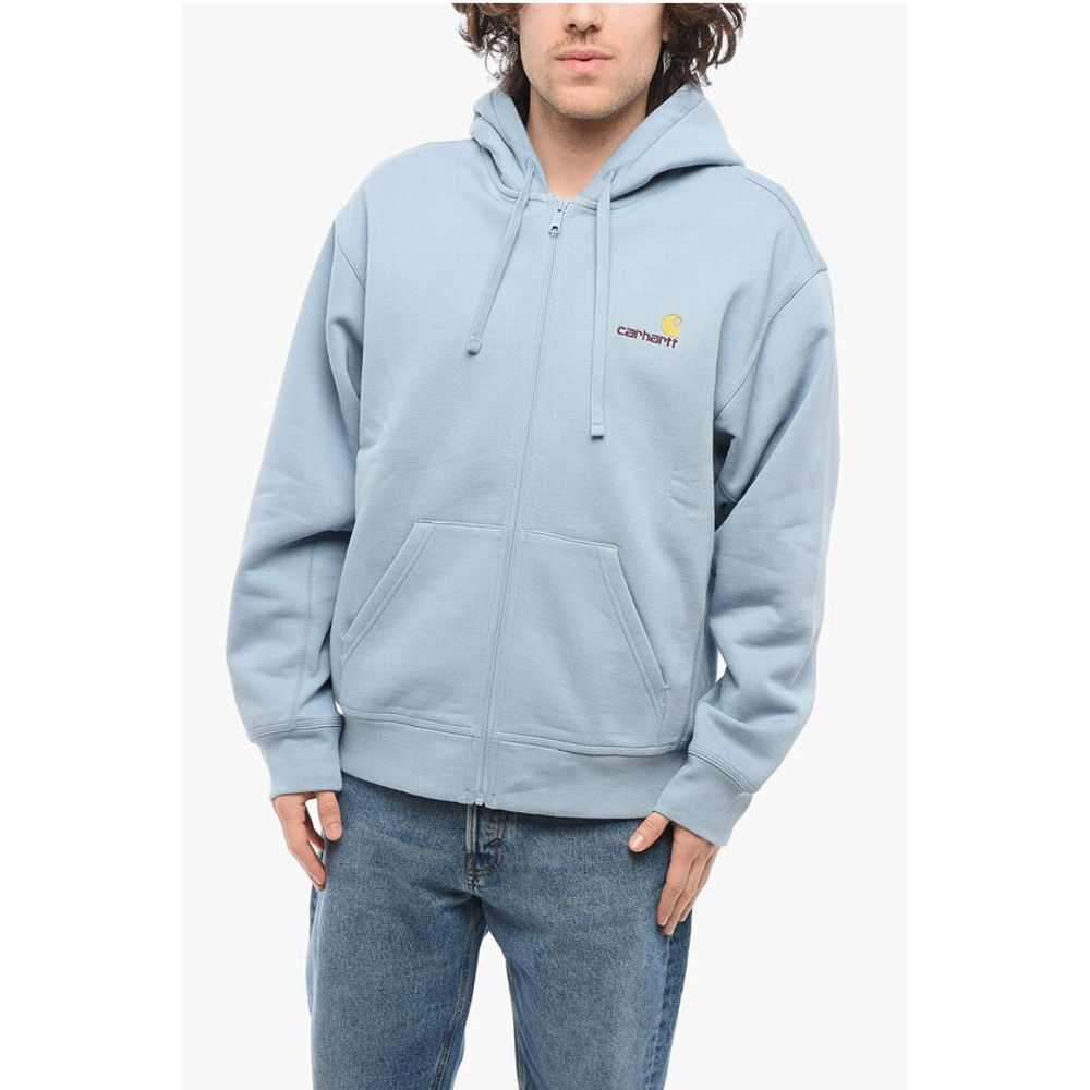 Carhartt Wip Fleeced Cotton AMERICAN SCRIPT Sweatshirt with Zip Closure
