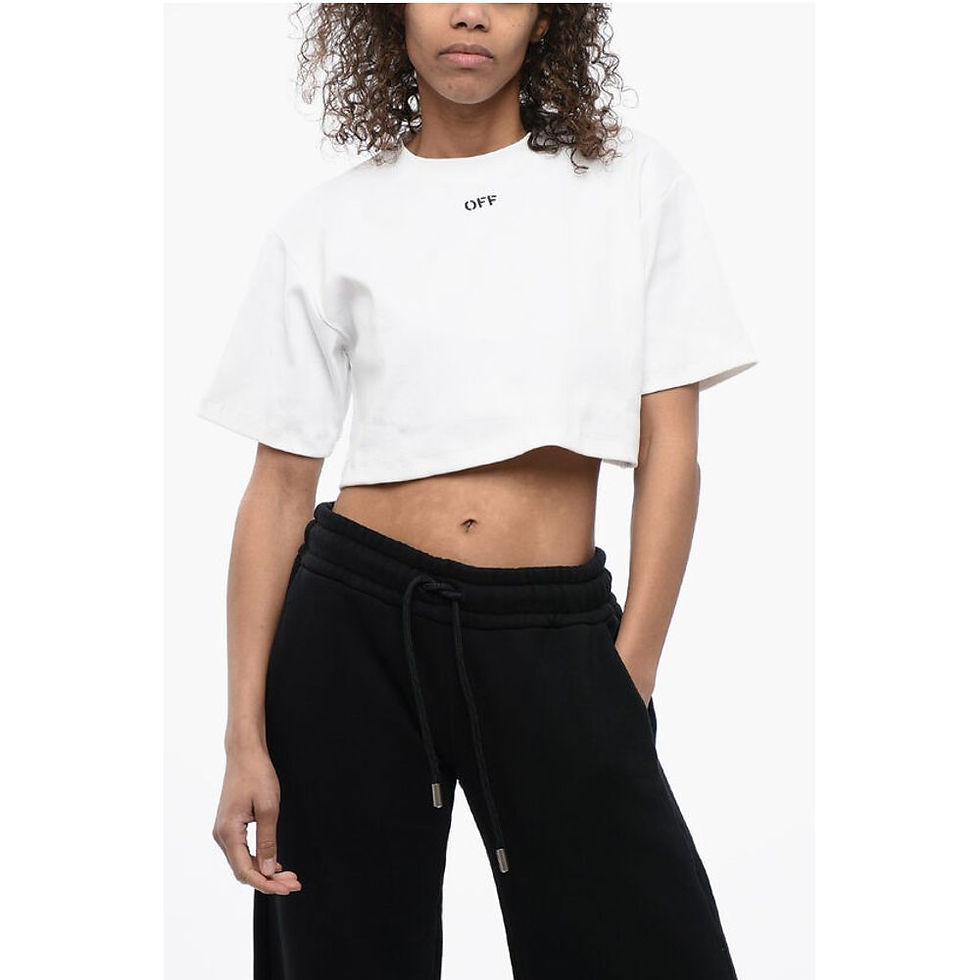 Off-White FOR EVER Ribbed Crew-neck Cropped T-Shirt
