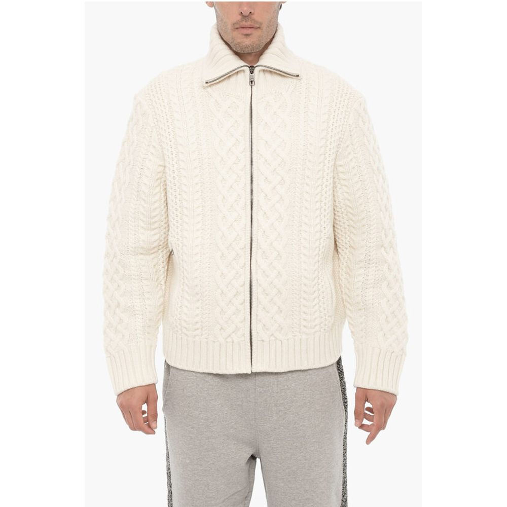 Neil Barrett Cable Knit Wool Sweater with Two Pockets