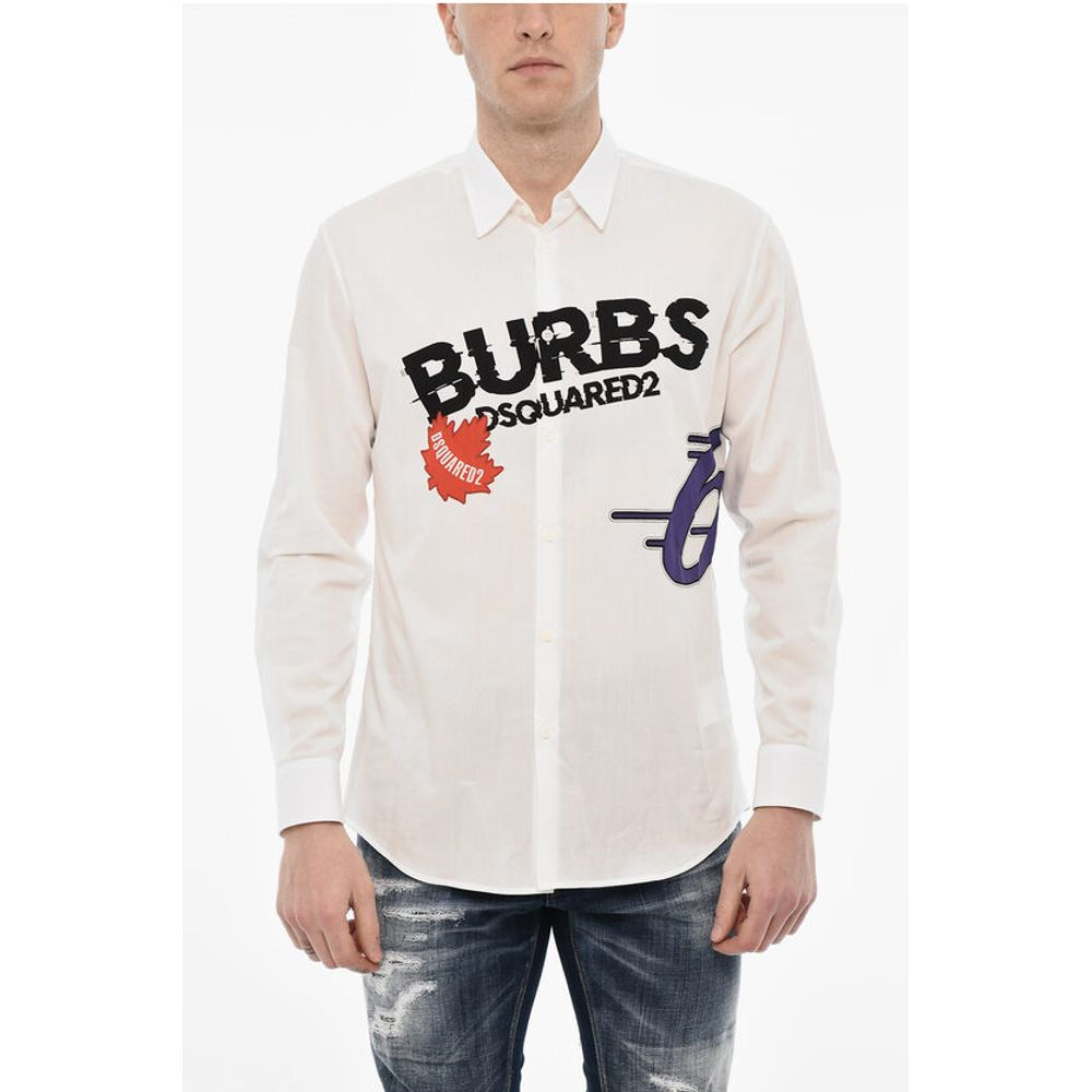 Dsquared² Cotton Printed Shirt with Classic Collar
