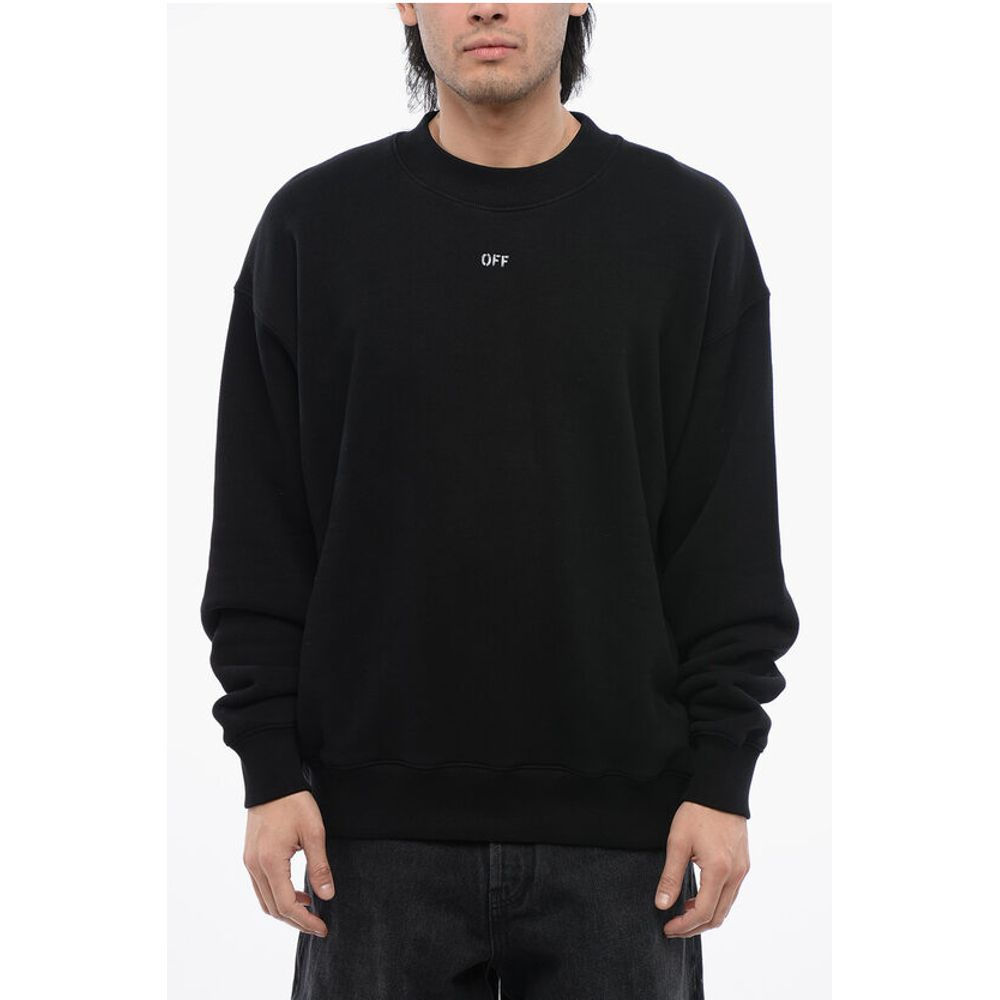 Off-White Cotton 23 SKATE Crew-neck Sweatshirt with Contrast Embroider
