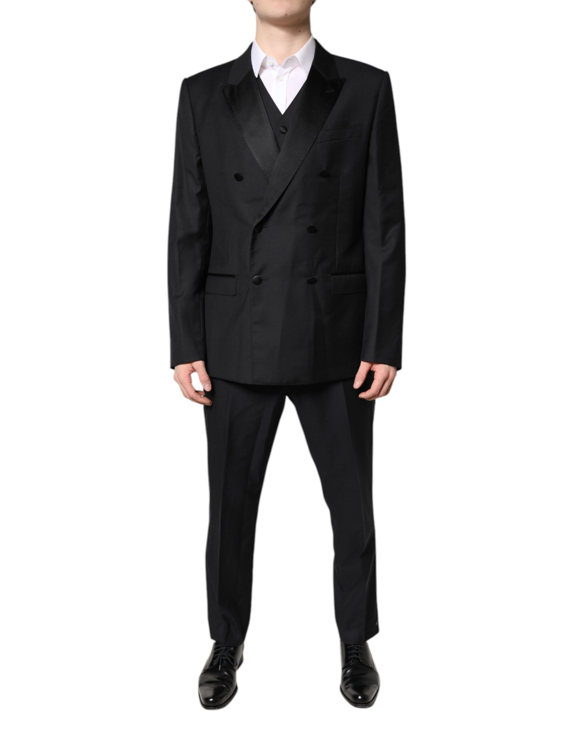 Dolce & Gabbana Black Double Breasted Formal 3 Piece Suit
