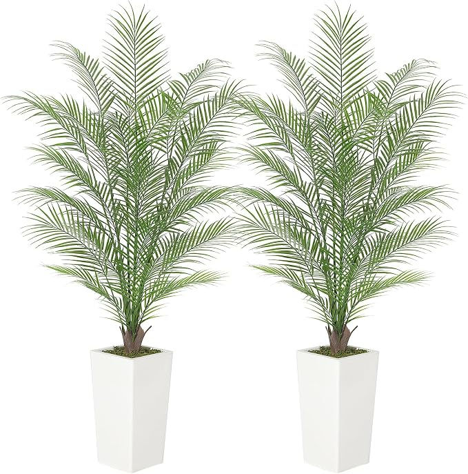 Thumbnail: 4-6 ft Artificial Areca Palm Tree, Fake Tropical Palm Plant with Realistic Leave