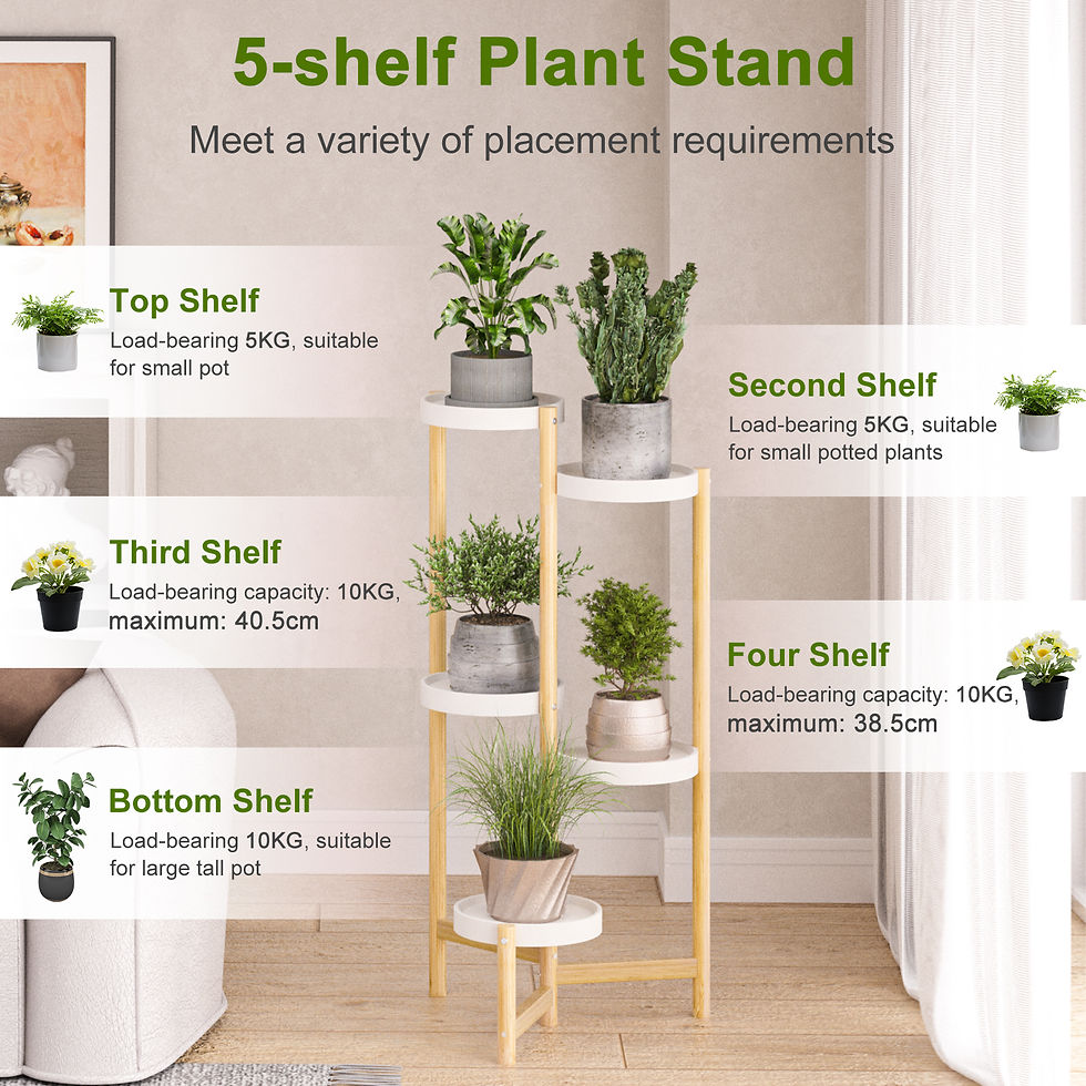 Thumbnail: 5 Tiers Planter Holder Tall Corner Bamboo Flower Pot Stand for Garden Patio