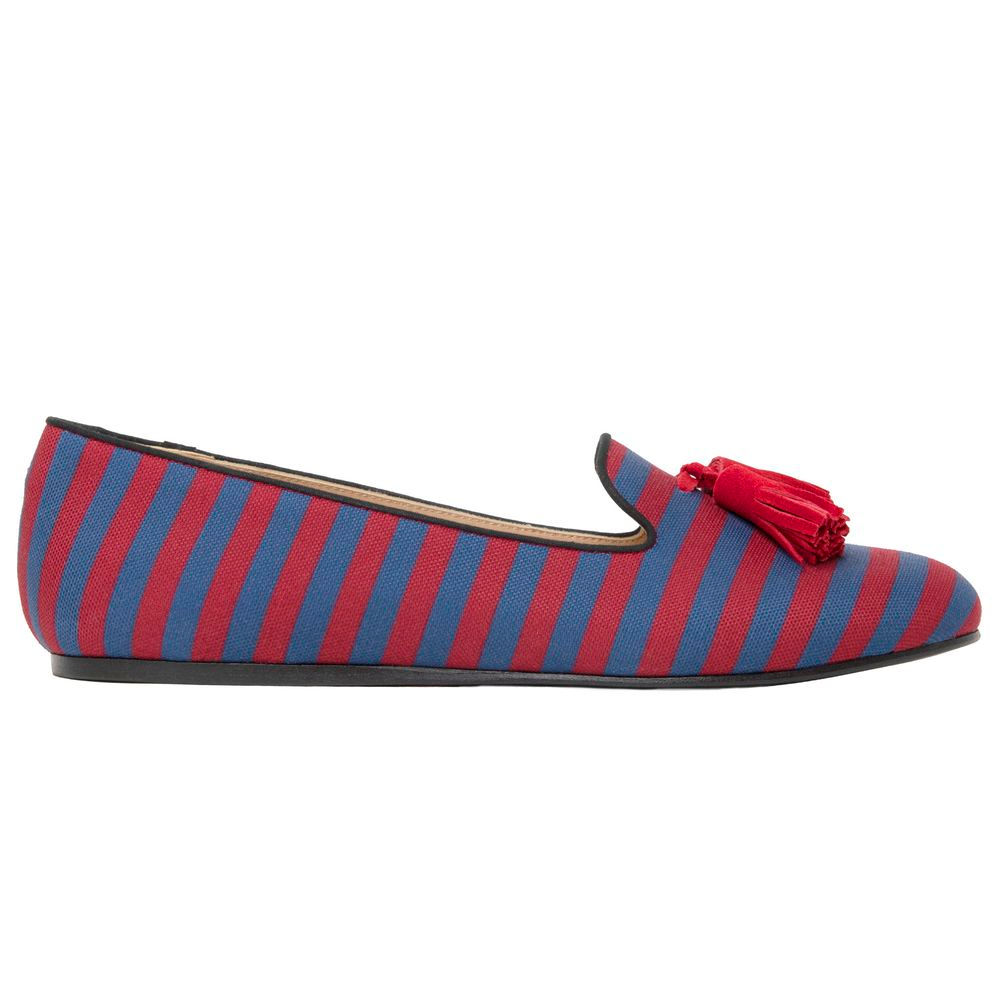 Charles Philip Red Cotton Flat Shoe