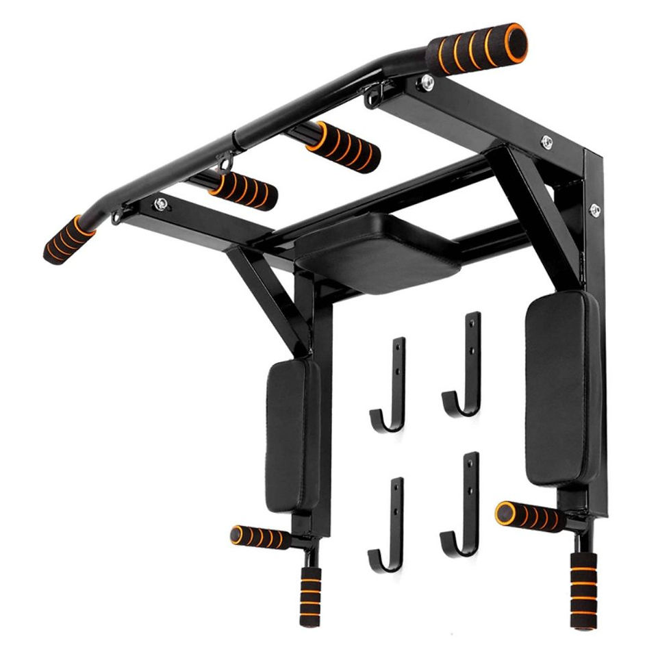 Thumbnail: Multi Grip Wall Pull up Bar Portable Steel Tube Black EIGFOH for Indoor Home Gym