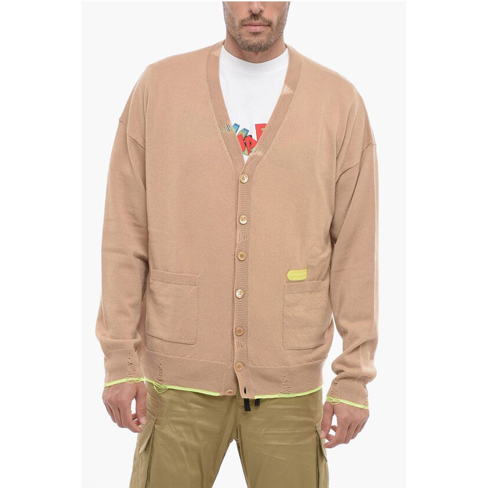 Dsquared² Cashmere Blend Cardigan wiith Distressed Detail