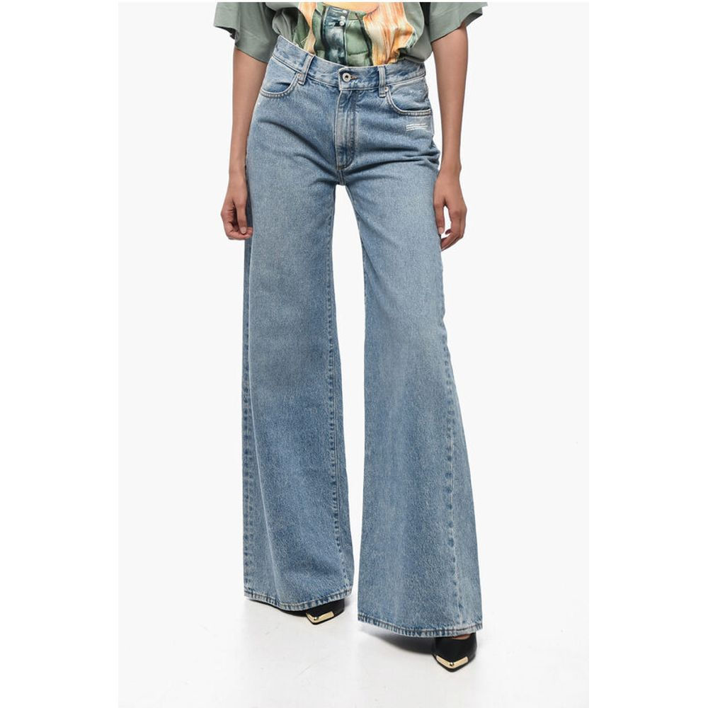 Off-White MAIN LABEL Mid Wash Flared Fit Denims 30cm