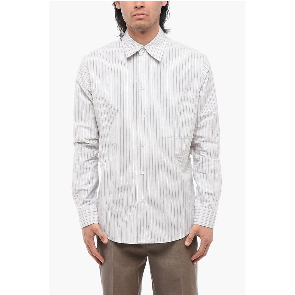 Bottega Veneta Hairline Cotton Shirt with Breast-pocket