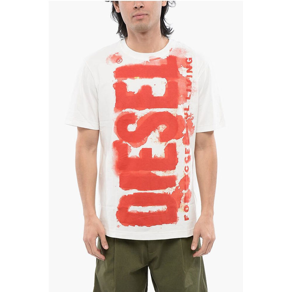 Diesel Lightweight Cotton T-JUST-E16 Crew-neck T-Shirt with Bleed-T