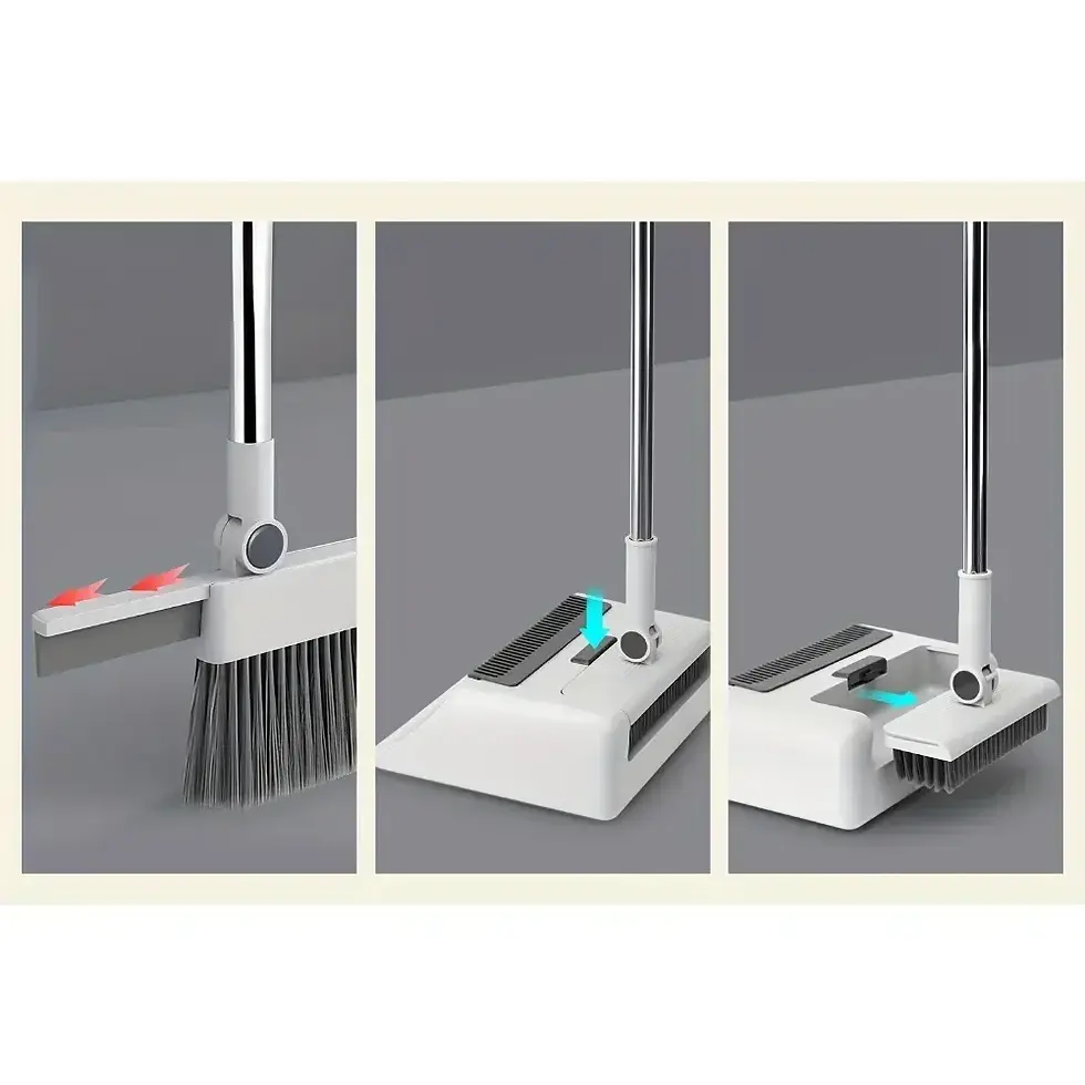 Thumbnail: 2026 Hot 4 in 1 Broom Dustpan Set Long Handle Thick Broom with Stand Up Dustpan 