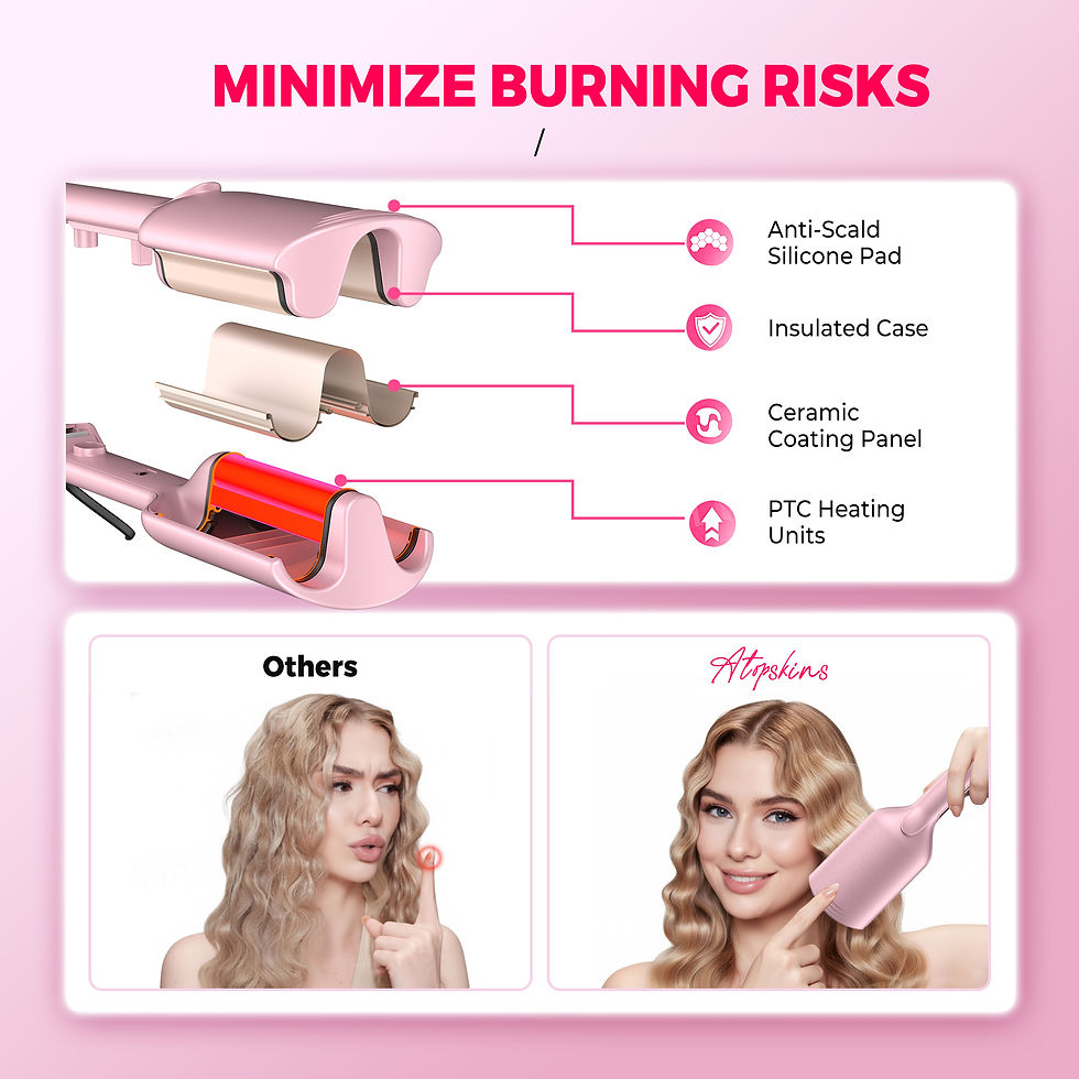 Thumbnail: Atopskins Hair Waver with LED Display Ceramic Tourmaline Deep Wave Curler 11 Hea