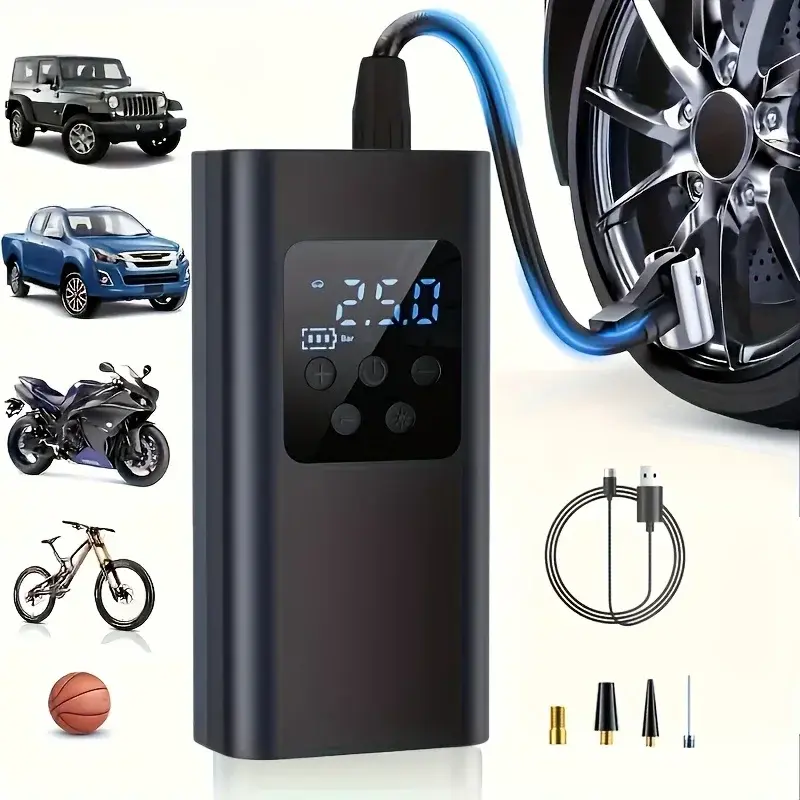 Thumbnail: Wireless Smart Tire Inflator Portable Digital Display Fast Inflation with LED Li