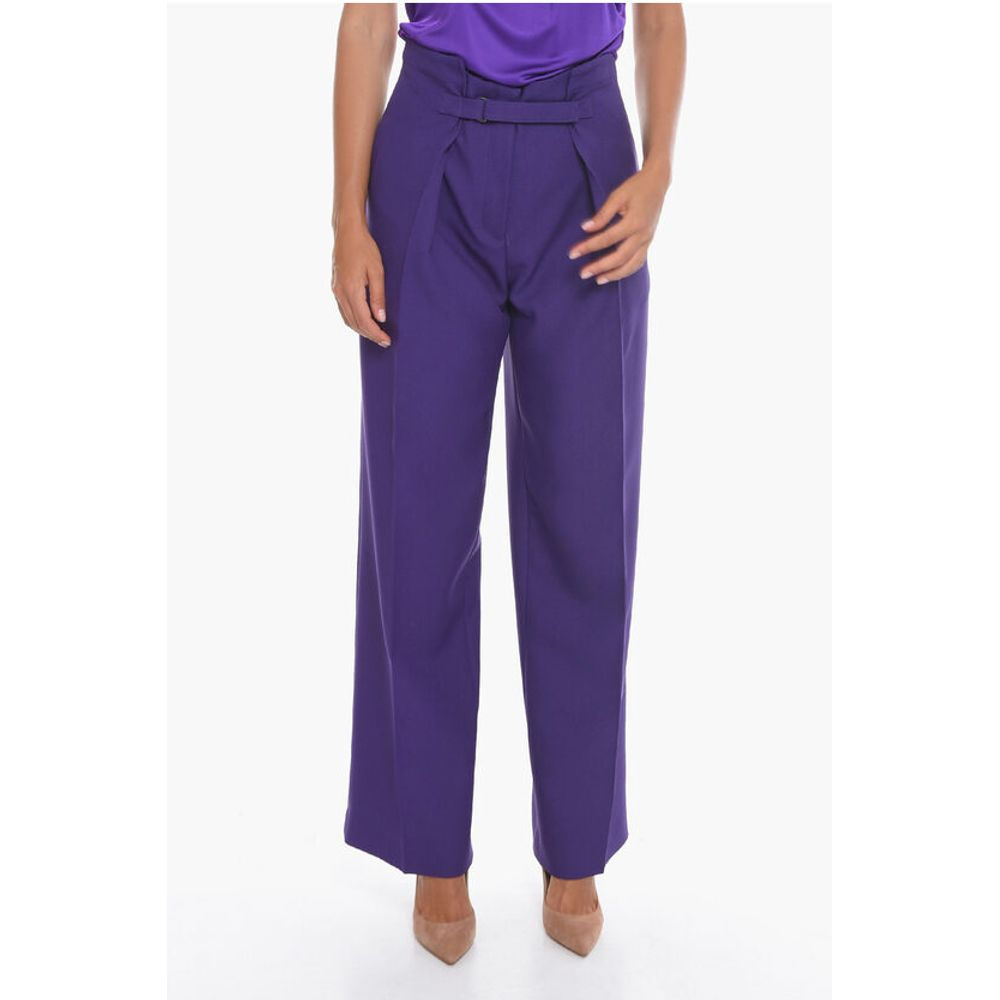 Super Blond Wide-leg Trousers with Velcro Fastening
