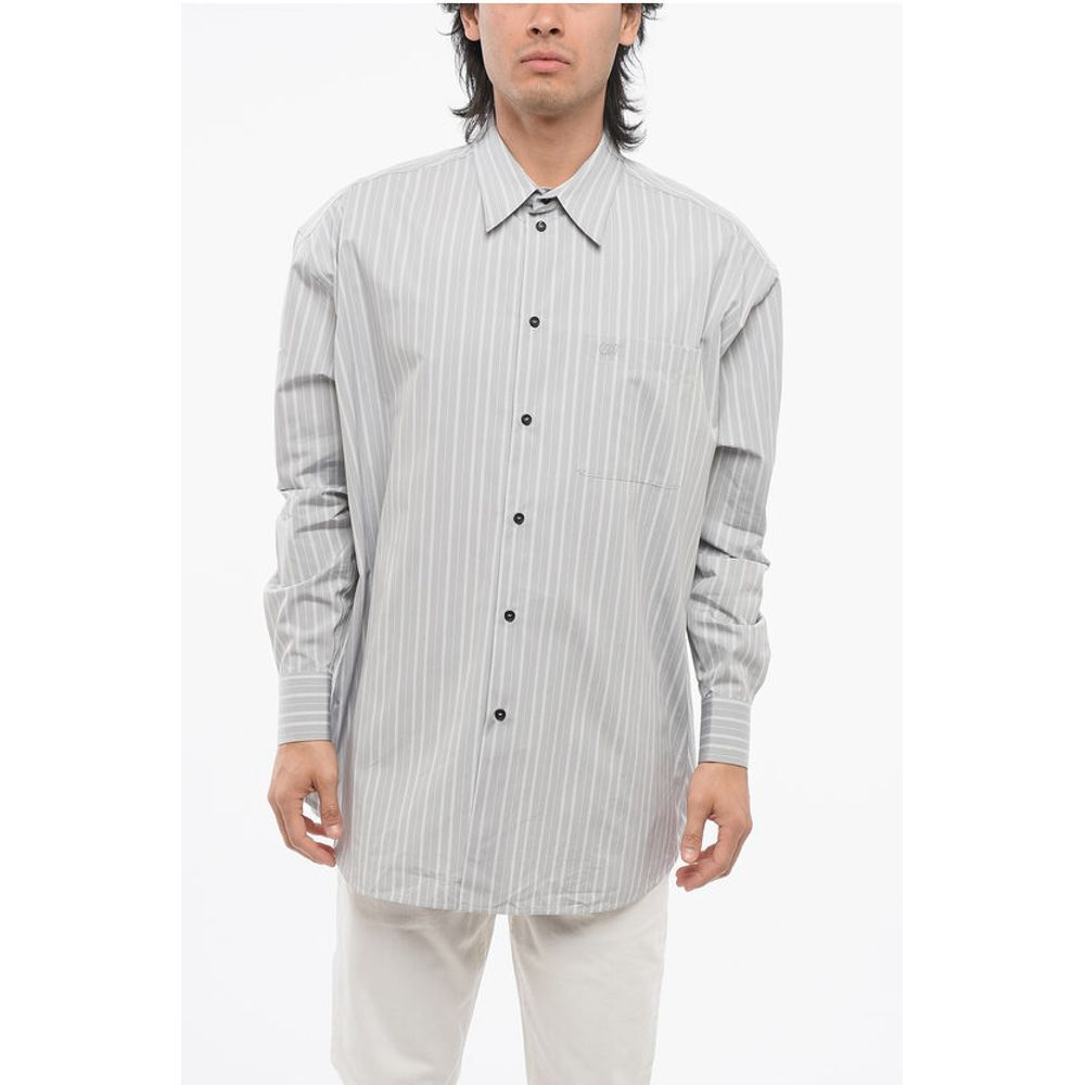 Off-White Striped Shirt WIth Breast Pockets