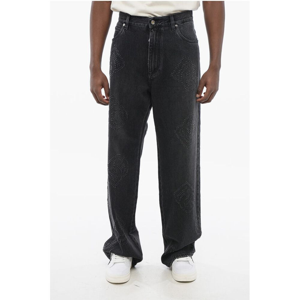 Dolce & Gabbana OVER 5-Pocketed Denims with Perforated Logo 26cm