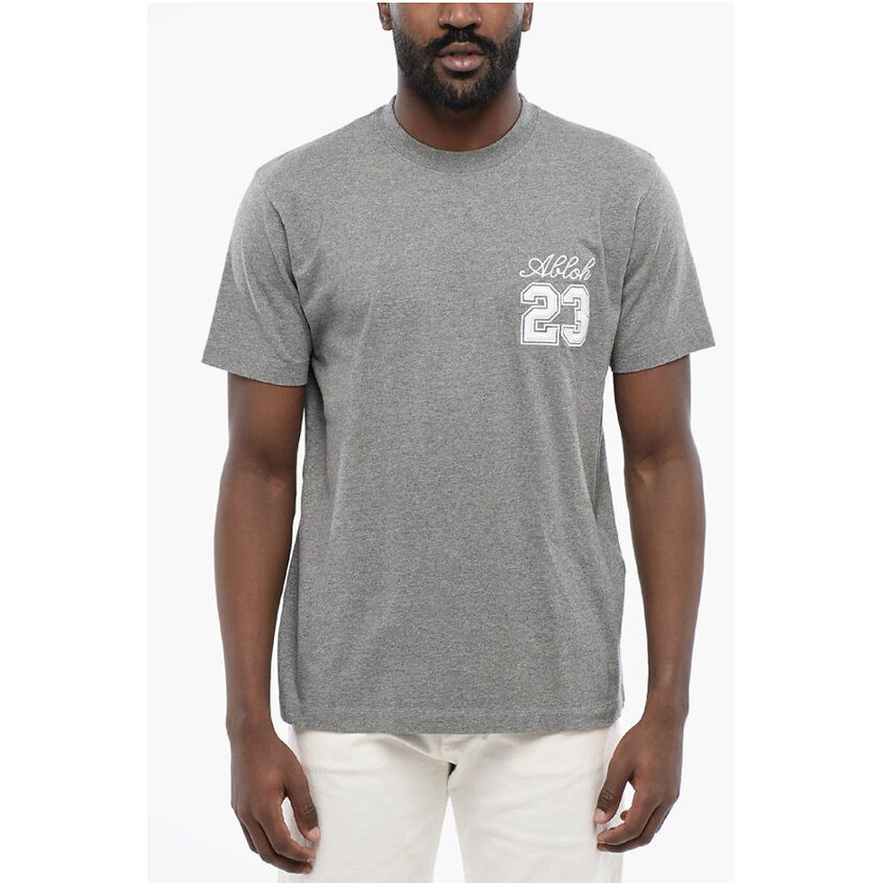 Off-White Slim Fit Crewneck T-Shirt with Embroideries