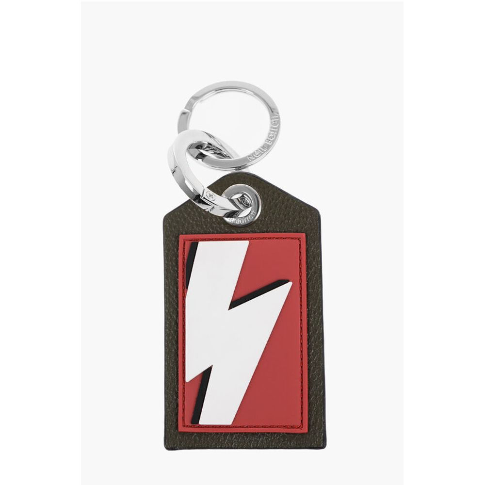 Neil Barrett Keyring with Leather Pendant and Thunderbolt Detail