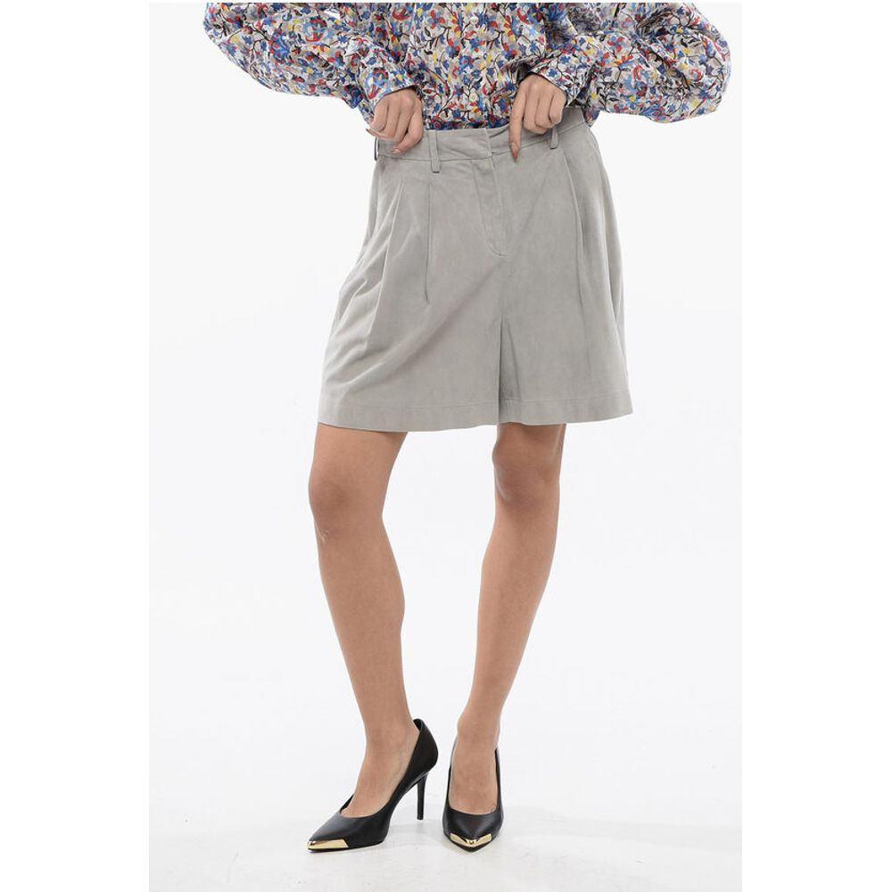 Fabiana Filippi Faux Suede Shorts with Double Pleats