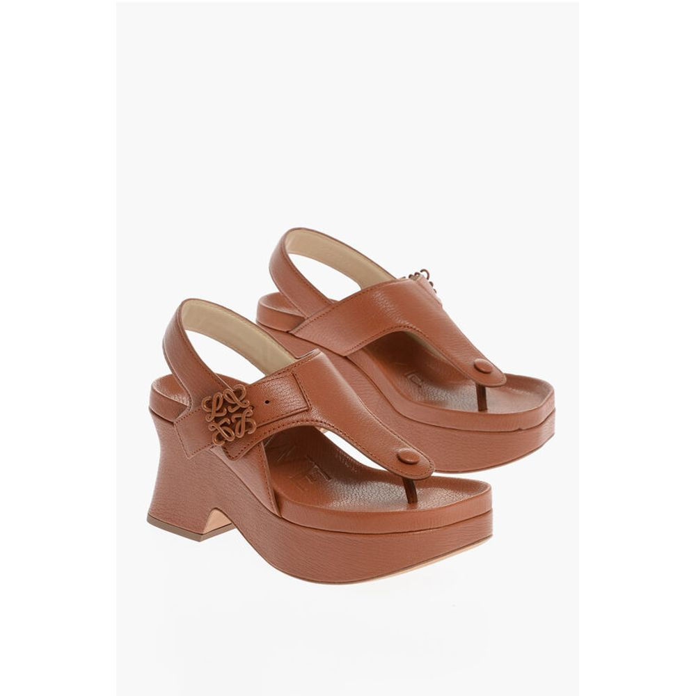 Loewe Leather Thong Sandals with Wedge 8cm
