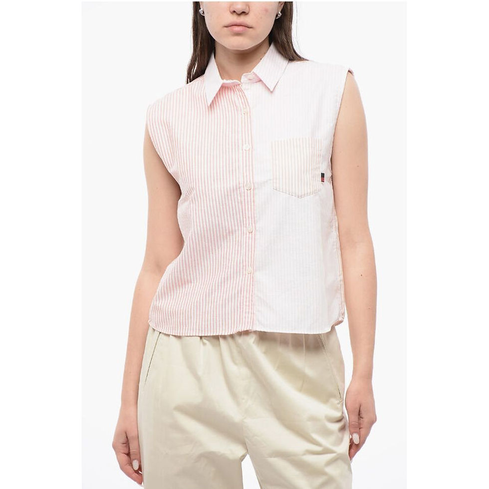 Woolrich Awning Striped Sleeveless Shirt with Breast-pocket