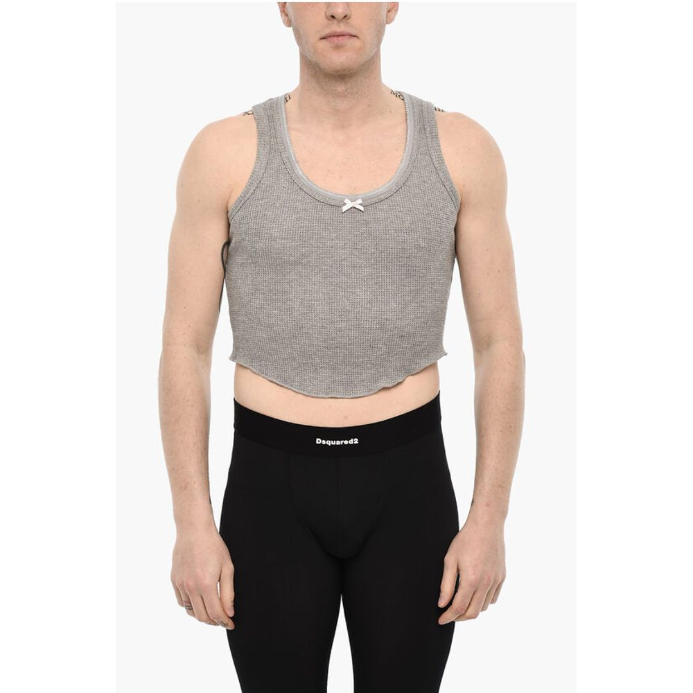 Dsquared² Cotton Cropped Underwear Top With Bow